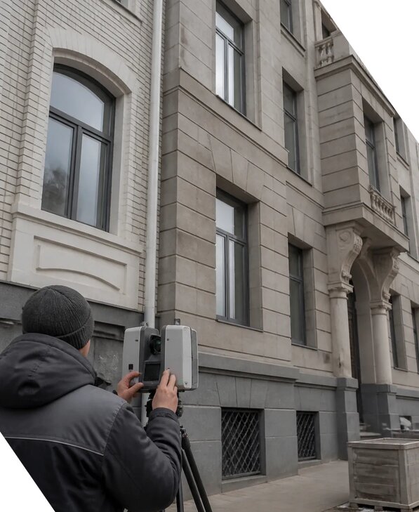 Лазерное сканирование фасадов зданий для обследования в Нурлате